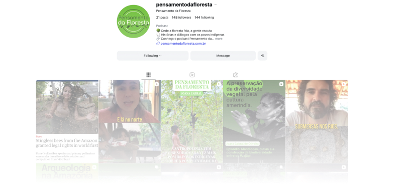 Página de Instagram do Pensamento da Floresta